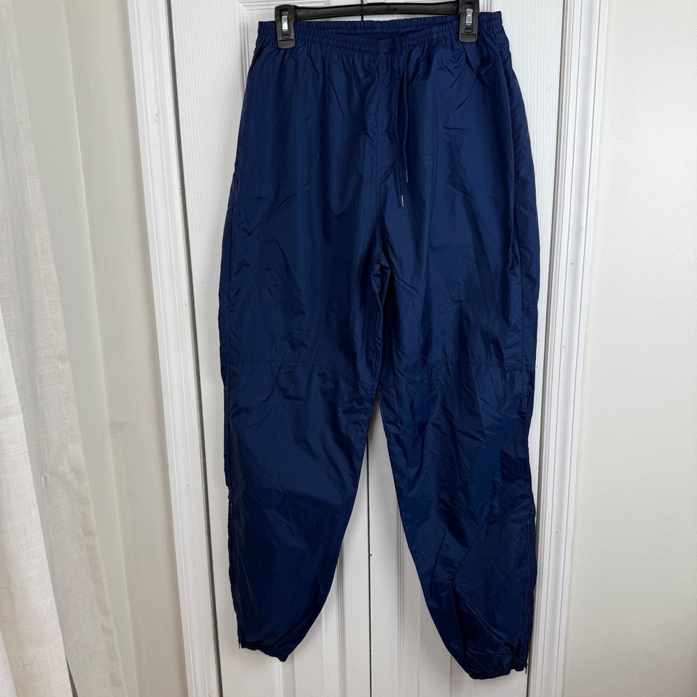 Nike Vintage Track Pants Mens XL‎ Navy Nylon Swoosh Y2K Zip Ankle